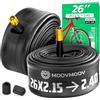 MOOVMOOV Camera d'Aria 26 Pollici - Compatibile con Pneumatici 26x2.15, 26x2.20, 26x2.25, 26x2.30, 26x2.35 e 26x2.40 (ETRTO 51-559 a 71-559) - Valvola Schrader - Confezione da 2 - Per Bici e MTB