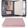 Wonderpool Viaggio Portfolio con Zip 3 Anelli A4 Padfolio Astuccio Documenti con Clip Rimovibile Portablocco, Organizzatore per Ufficio e Scuola per Uomini e Donne (Rosa)