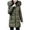 Generic Piumini da donna con cappuccio imbottito in pelliccia parka impermeabile cappotto invernale da donna all'aperto mantiene caldo piumino spesso cappotto con tasche con cerniera, Verde militare, L