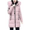 Generic Piumini da donna con cappuccio imbottito in pelliccia parka impermeabile cappotto invernale da donna all'aperto mantiene caldo piumino spesso cappotto con tasche con cerniera, rosa, L