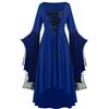 Generic Abito da donna rinascimentale gotico taglie forti fata rinascimentale abito manica pipistrello abito da donna abito da cameriera estivo gotico steampunk, Blu, 5XL