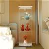 RTYUSWL Vetrina in vetro con luci e serratura, con 3 ripiani, libreria in vetro, a un'anta, per soggiorno, camera da letto, ufficio (bianco)