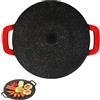 IFASHIHOME Padella per barbecue in stile coreano, 33 cm, antiaderente, senza fumo, con manico in silicone, rivestimento in pietra medica, per barbecue e friggitrice per interni ed esterni