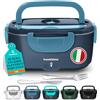 TRAVELISIMO Scaldavivande Elettrico Portatile 100W 1,5L Porta Pranzo Termico 220V/12V/24V Schiscetta Pranzo Riscaldabile per Viaggio e Lavoro Portavivande Termico & Porta Pranzo Riscaldabile