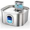 Papettly Fontanella per Gatti senza Fili - Fontana per Gatti Acciaio con Sensore di Movimento 3.2L, 4000mAh Ricaricabile Fontanella Gatto a Batteria, Dispenser Acqua Gatti Silenziosa con 2 Kit Filtri