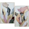 DRW Set di 2 quadri fiori astratti con cornice in legno in toni forti 61,5x3,8x91,5 cm