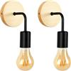B·LED BARCELONA LED PACK 2. Lampada da parete vintage "Morgan" - Legno e metallo - Portalampada E27 (lampadina non inclusa) - Nero - Design retrò moderno