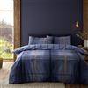 Catherine Lansfield Set copripiumino reversibile con federe, in cotone spazzolato, motivo a quadri, per letto king size, colore: blu