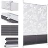 Sekey Tenda plissettata doppia tenda Day+Night oscurante senza fori, protezione dalla luce Klemmfix, traslucida con motivo bruciatore, 105 x 130 cm, stampa e grigio