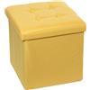 DRW Pouf pieghevole con stoccaggio in poliestere senape 38x38x38 cm