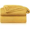 Blumtal Coperta Pile 150x200cm - Coperta Plaid divano super morbida - Coperta Divano certificata OKEO-Tex - winter blanket - in ocra