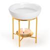 Bighan Bruciatore a Olio in Metallo e Ceramica, Brucia Essenze, Lampade Aromaterapia, Ceramica Elegante, Scalda Cera per Candele, Diffusori Candle, Casa Decorazioni per la Camera da Letto, Oro