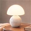 Dawnwake Lampada Da Tavolo Comodino, Lampada Da Scrivania LED Dimmerabile, Abat Jour in Vetro a Forma Di Fungo Con Base in Ceramica, Nightstand Glass Lamp for Bedroom (Bianco)