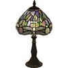 FUMAT Tiffany Tiffany lampada da tavolo in vetro colorato con libellula blu, lampada da tavolo decorativa retrò, lampada da comodino, paralume in vetro colorato