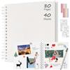 Boic Album Fotografico 24x24cm Spirale Scrapbook, Fai da Te Album Foto 80 Pagine Guestbook, Regali Nozze Natale Valentino Regalo di Anniversario Compleanno (Bianco)