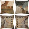 ZHAOMIMI Set di 4 Cuscini Divano colorato Geometrico Cotone Biancheria Decorativo Copricuscini Divano 45x45cm (Stile retrò terra)