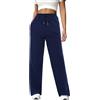 Crewhpo Pantaloni Tuta Donna Cotone Pantaloni Sportivi Comodi Pantaloni Gamba Larga Leggeri Pantaloni Casual Larghi con 3 Tasche Pantaloni Dritti per Jogging Fitness SportBlu Navy XXL