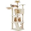 Yaheetech Albero Tiragraffi per Gatti Cuccia Gatto con Casetta Cesto Trespolo Multilivello Palestra Castello Gioco Altezza 146 cm Beige