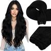 Easyouth Extension Tessitura Capelli Veri Nero Estensioni Capelli Veri Tessitura Nero Jet Weft Remy Human Hair Extension Naturali #1 30cm 70g