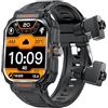 Zephyrion Smart Watch con auricolari da uomo 2,01 pollici grande touch screen Robusto militare Smart Watch, Bluetooth notifica chiamate/messaggio/IP67 impermeabile fitness tracker (Nero)