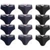 Set 24 Pezzi Slip Uomo Mutande Cotone Elasticizzato Intimo Nero Grigio Blu VEQUE