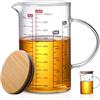 WANDGU 1L Misurino in Vetro: Bicchiere Graduato con Manico e Coperchio, Bicchieri di Vetro ad Alto Borosilicato, Tazza in Vetro Resistente al Calore, Tazza Dosatrice per Latte per Succhi Coperchio