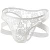 KAFANYA Mens Sissy Mutandine di Pizzo Degli Uomini Biancheria Intima Traspirante Sexy Mutandine Tanga Leg Strap Lingerie Maschio Jockstrap T-Back Plus Size Und, bianco, XL
