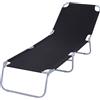 Outsunny Sdraio da Giardino Pieghevole in Metallo e Tessuto Oxford, Lettino Prendisole Traspirante 187x55x24cm Nero|Aosom