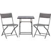 Outsunny Mobili da Giardino in Rattan Set 1 Tavolino e 2 Sedie da Giardino Pieghevoli 3pz Nero|Aosom