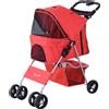 PawHut Passeggino Cani Gatti Animali Domestici Pieghevole 75L x 46P x 94Acm Rosso|Aosom