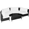 Outsunny Divano da Esterno in Rattan, Set 5 Pezzi con Pouf, Salottino per il Giardino Nero e Bianco 96cmx 65cmx 65cm|Aosom