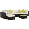 Outsunny Mobili da Giardino in Rattan e Alluminio Set 8 Pezzi, Salotto da Giardino Componibile con Divani e Tavolino da Esterno|Aosom