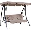 Outsunny Dondolo Giardino 3 Posti Trasformabile in Letto con Parasole Regolabile Beige 200x125x170cm|Aosom