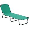 Outsunny Sdraio per Piscina Pieghevole, Sdraio da Giardino con Schienale Reclinabile su 4 Posizioni, 190x56x28cm, Verde|Aosom