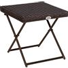 Outsunny Tavolino da Giardino Pieghevole in Rattan Sintetico e Struttura in Acciaio, Marrone, 40x40x40cm|Aosom