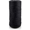 Netuno 1x corda macramè colorata nero 3 mm 100 m corda cotone singola ritorta corda naturale colorata per macramè filo singolo macramè cordoncino colorato filato gomitolo cotone uncinetto