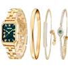TIME100 Set Orologio e Bracciale Donna Argentato con Quadrante Rettangolare