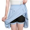 semen Da donna a vita alta A-line pieghe mini gonna skater tinta unita casual svasato volant skorts, Azzurro, 40
