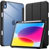 JETech Custodia per iPad (A16) 11a/10a Generazione (2025/2022) con Portapenne, Posteriore Chiaro Trasparente Supporto Sottile per Tablet Cover Antiurto (Nero)