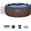 BESTWAY - Vasca Idromassaggio Lay-Z Spa Toronto AirJet Plus 5-7 persone Effetto Legno - altezza 70 cm diametro 190 cm