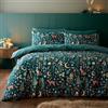 Catherine Lansfield Enchanted Twilight - Set copripiumino matrimoniale reversibile con federe, colore: verde foresta