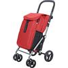 Carlett Carrello della Spesa 4 Ruote Pieghevole, Borsa Estraibile Grande Capacità 53L/15 kg e Borsa Termica 10L, Manico Regolabile, Freno di Sicurezza, Convertibile a 2 Ruote, Classic Duo, Rosso