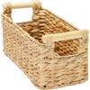 HMF Cesto portaoggetti intrecciato in giacinto d'acqua, Cesto decorativo con manici in legno per riporre oggetti in bagno, soggiorno, cucina | 30 x 15 x 13 cm | naturale