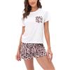 HENGERTOP Pigiama Donna Estivo Pigiama da Donna Girocollo Set da Pantaloni Corti Stampati, Indumenti da Notte per Casa (IT, Testo, L, Regular, Regular, Bianco)