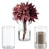 Relaxdays Vasi in Vetro Decorativi, Set 3 Vasetti Fiori e Candele da Interno, HxD: 15x9,5 cm, Centrotavola, Trasparente