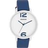 OOZOO Timepieces - Orologio da polso da donna con cinturino in pelle, di alta qualità, da donna, elegante, analogico, rotondo, Silver Dark Blue/Bianco/Blu scuro