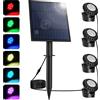 NATPOW Luci solari per laghetto, dal tramonto all'alba, luci per esterni che cambiano colore, luci sommergibili RGB, 4 in 1, faretto paesaggistico, impermeabile IP68, illuminazione da giardino per