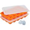 Relaxdays Set 2 Vaschette per Cubetti di Ghiaccio, 15 Stampi a Diamante in Silicone Portaghiaccio, Arancione Trasparente, 3 x 20,5 x 12,5 cm