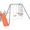 vidaXL Set Altalene con Scivolo e 3 Sedili Arancione