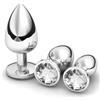Claglamatree 3 Pezzi Plug Anale Metallo,Giocattoli Anali Argento,Anal Butt Plug con diamante di cristallo, Anal Sesso Giocattoli,Per Uomo, Donna,Principiante (Bianco)